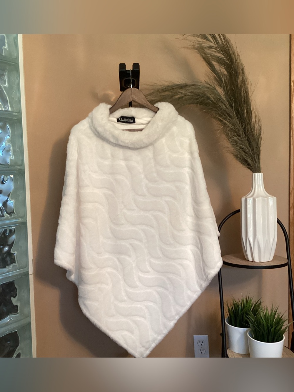 Cream Faux Fur Poncho